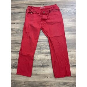 Robin's Jean Men's Straight Fit Jeans Size 42 Red Rhinestone Back Pocket Flap